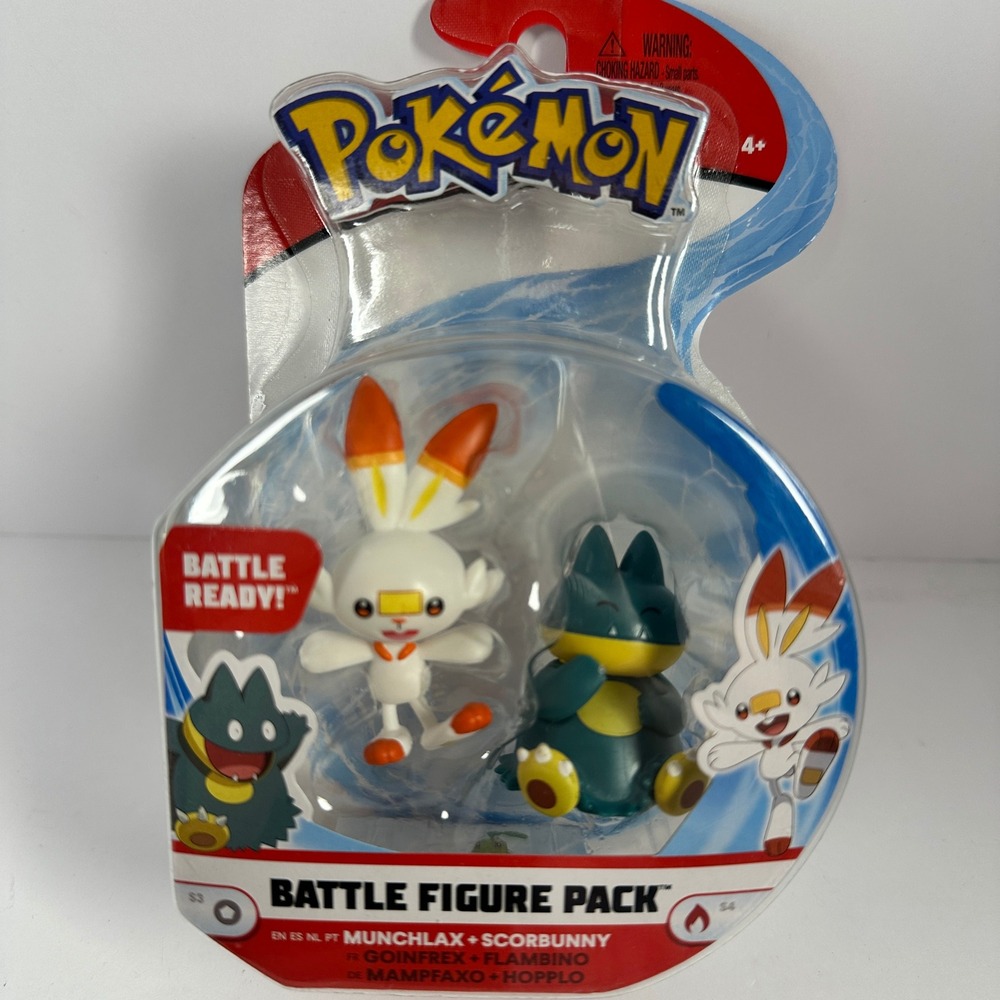 Pokemon Battle Figure Pack Munchlax Scorbunny 2 Inch‎ New Jazwares 97626 Multi